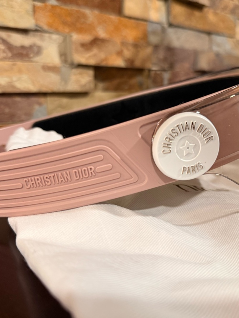 Dior Pink Transparent Logo Visor with White Emblem - Picture 7 of 12